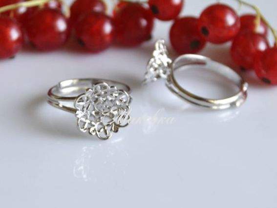 Кольцо № 25 Ажурный цветок 12,5 мм, платина Кольцо № 25 Ажурный цветок 12,5 мм, платина