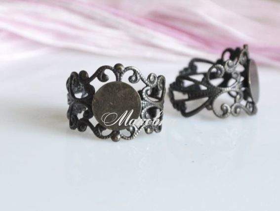 Кольцо № 33 Винтаж филигранное с круглой пластиной 8 мм, темное Кольцо № 33 Винтаж филигранное с круглой пластиной 8 мм, темное