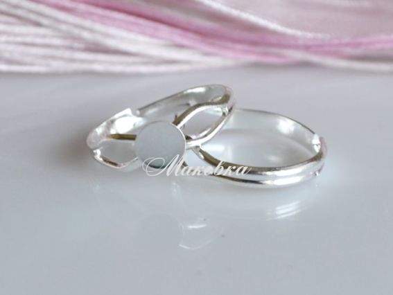 Кольцо № 34 с круглой пластиной 6х6 мм, серебро Кольцо № 34 с круглой пластиной 6х6 мм, серебро