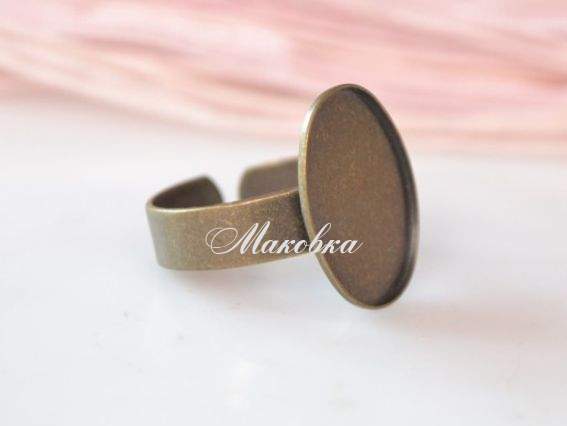 Кольцо № 38 с овальной базой 13.40x18.30 мм под кабошон и пластику, античная бронза Кольцо № 38 с овальной базой 13.40x18.30 мм под кабошон и пластику, античная бронза