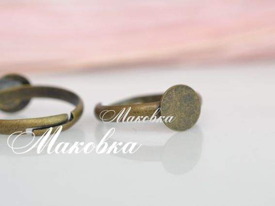 Кольцо № 42 с круглой пластиной 8х8 мм, античная бронза Кольцо № 42 с круглой пластиной 8х8 мм, античная бронза