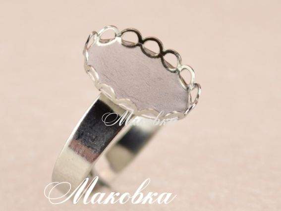 Кольцо № 43 с овальной оправой 12x15 (11х14) мм и ажурным бортиком, платина Кольцо № 43 с овальной оправой 12x15 (11х14) мм и ажурным бортиком, платина