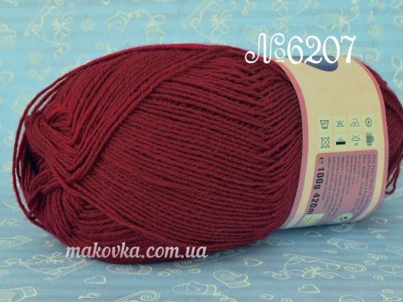 Winter BRAVO шкарпеткова пряжа 6207 вишневый