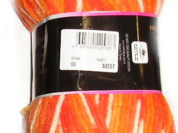 Balpetegi Himalaya пряжа 09 Ярко-оранжевый, бледно-оранжевый, белый