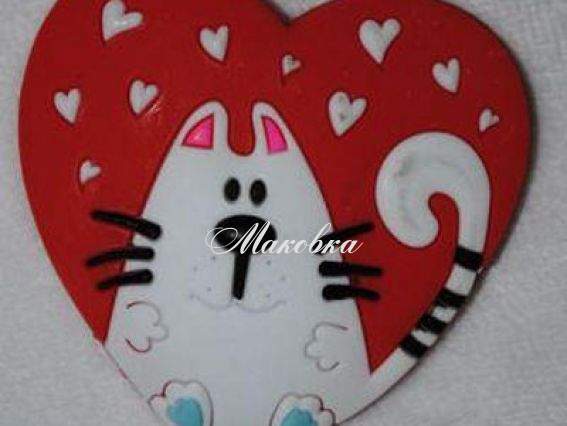 Магнит Кот на сердечке