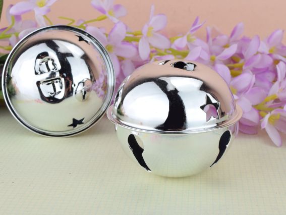 Колокольчик-бубенчик серебристый 8 см, 1 шт