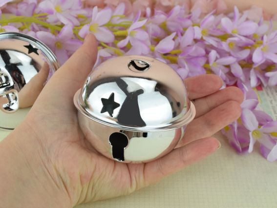 Большой бубенчик Колокольчик серебристый  8 см 231473 