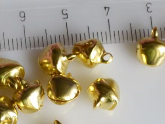 Бубенцы 8x6 мм, золотого цвета, 50 шт