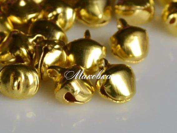Бубенцы 8x6 мм, золотого цвета, 50 шт Бубенцы 8x6 мм, золотого цвета, 50 шт
