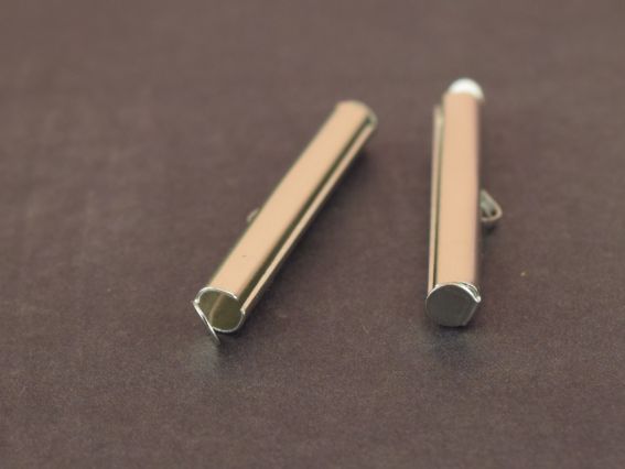 Затискач для бісерних прикрас та браслетів, 30мм, колір платина 2 шт