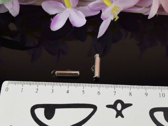 Зажим для бисерных украшений и браслетов, 16мм, цвет платина 2 шт