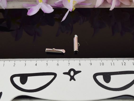 Затискач для бісерних прикрас та браслетів, 16мм, колір Срібло 2 шт