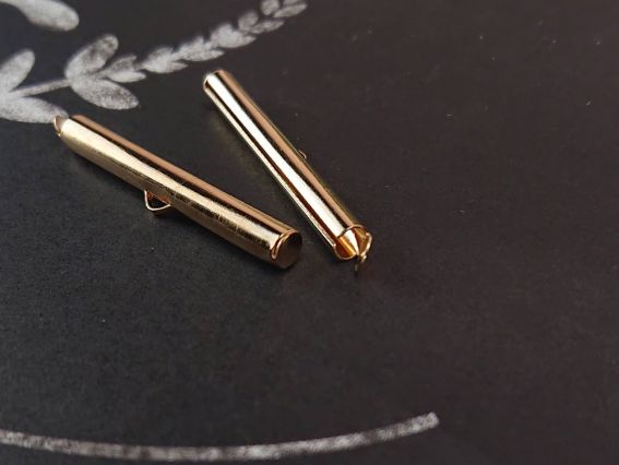 Затискач для бісерних прикрас та браслетів, 35 мм, колір золотий 2 шт