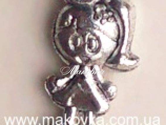 Подвеска Девочка маленькая, 15 мм, античное серебро