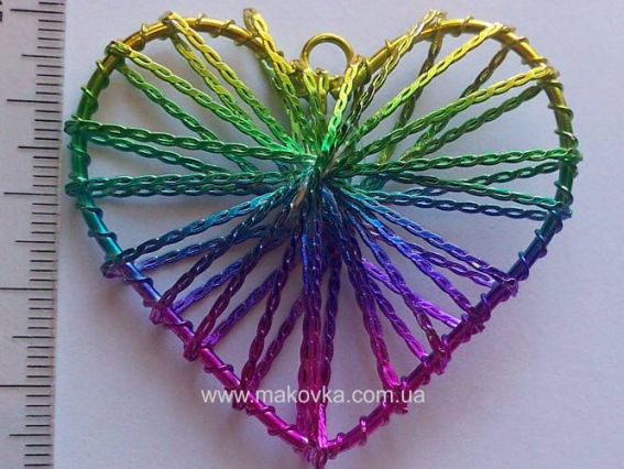 Подвеска Сердце цветное проволочное Подвеска Сердце цветное проволочное