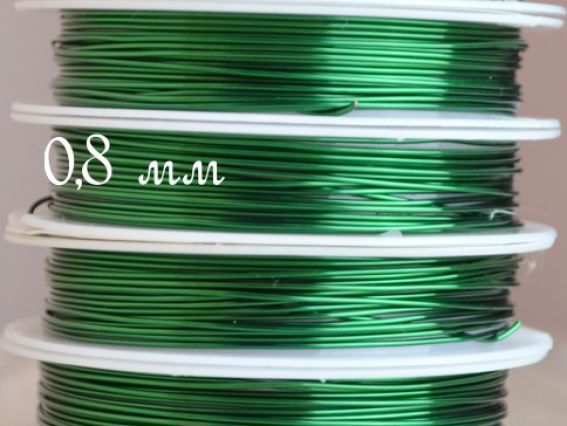 Проволока для бісера 0,8 мм , зеленая Проволока для бісера 0,8 мм , зеленая