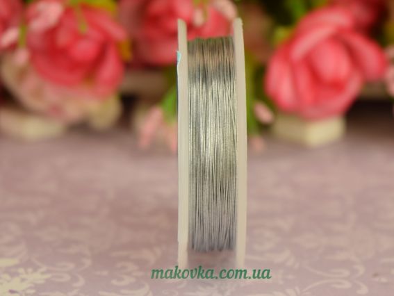 Проволока для рукоделия и бисероплетения тонкая, 0,3 мм Серебряного, № 4115 Spark beads , 1 катушка