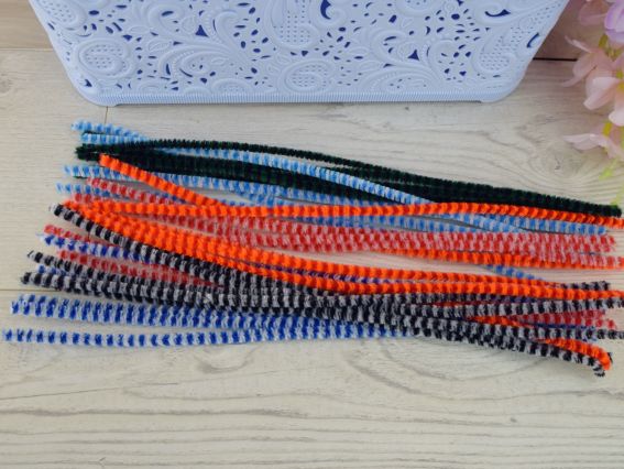 Синельний дріт з ворсом Смугастий, набір мікс 30 шт