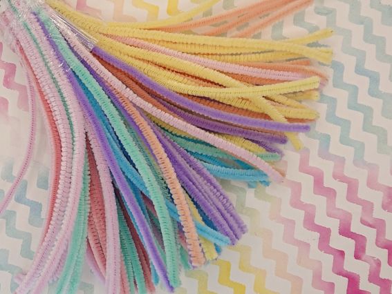 Набір синельного дроту з ворсом Мікс пастельний 30 см, 99-100 шт