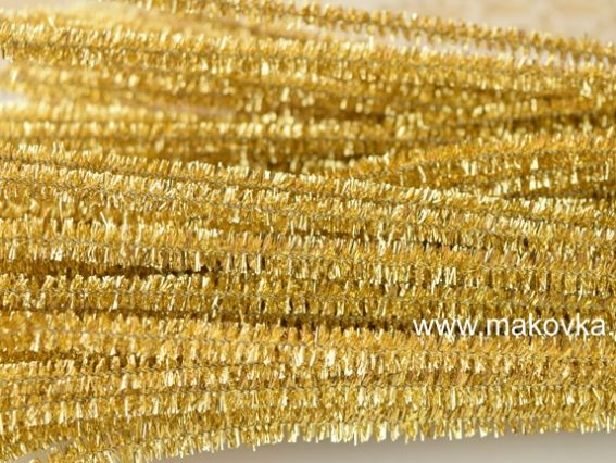 Проволока с ворсом ЛЮРЕКС Золотая 30 см, 1 шт Проволока с ворсом ЛЮРЕКС Золотая 30 см, 1 шт