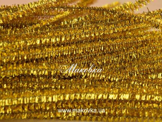 Дріт із ворсом Темне ЗОЛОТО із люрексом 30 см, 1 шт Дріт із ворсом Темне ЗОЛОТО із люрексом 30 см, 1 шт