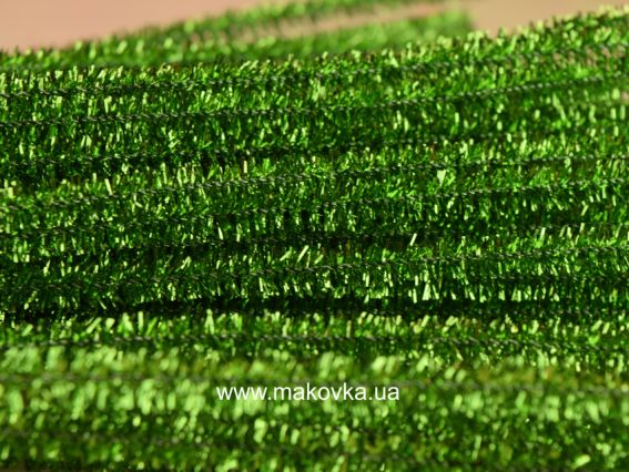 Проволока с ворсом Светло-ЗЕЛЕНАЯ с люрексом 30 см, 1 шт