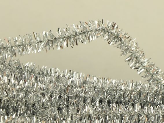 Синельний Дріт з ворсом колір СРІБЛО люрексове 30 см, 1 шт