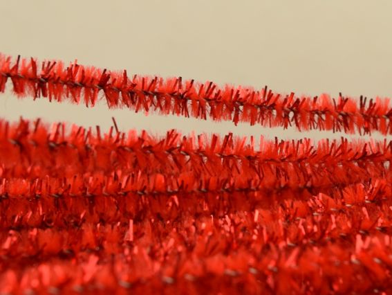 Проволока с ворсом красная ворс и люрекс 30 см