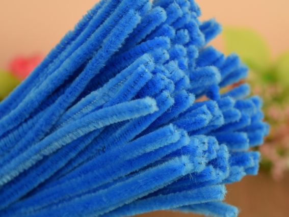 Проволока с ворсом светло СИНЯЯ , 30 см, 1 шт