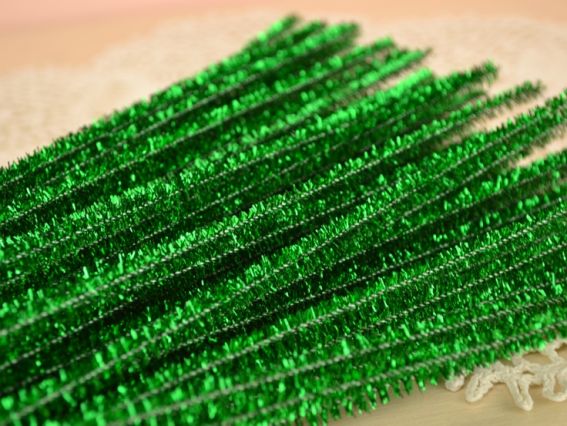 Проволока с ворсом Проволока с ворсом ЛЮРЕКС зеленая 30 см, 1 шт
