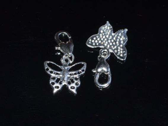 Подвеска с карабином Бабочка серебро с черным Подвеска с карабином Бабочка серебро с черным