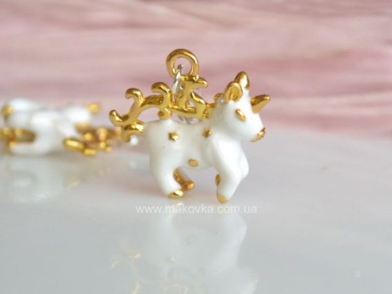 Подвеска с карабином Единорог, эмаль, золото, 1 шт Подвеска с карабином Единорог, эмаль, золото, 1 шт