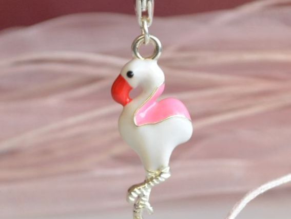 Подвеска с карабином Розовый фламинго, эмаль, 1 шт Подвеска с карабином Розовый фламинго, эмаль, 1 шт