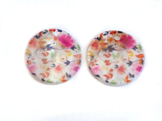 Підвіска з черепашки з надрукованим візерунком 20 мм кругла №02