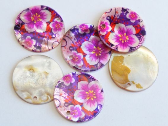 Підвіска з черепашки з візерунком 20 мм кругла №01