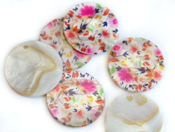 Підвіска з черепашки з візерунком 20 мм кругла №02