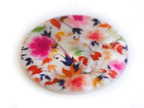 Підвіска з черепашки з візерунком 20 мм кругла №02