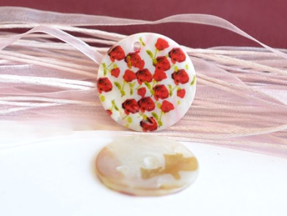 Підвіска з черепашки 30 мм кругла №05, з надрукованим візерунком Підвіска з черепашки 30 мм кругла №05, з надрукованим візерунком