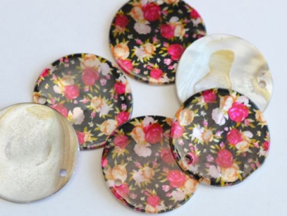 Підвіска з черепашки з візерунком 20 мм кругла №06