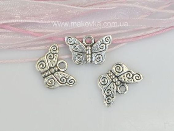 Подвеска Бабочка №5 маленькая, античное серебро, 1 шт Подвеска Бабочка №5 маленькая, античное серебро, 1 шт