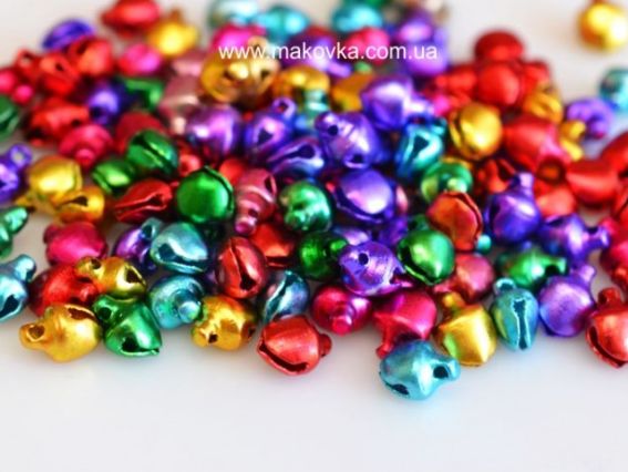 Бубенцы 8х6 мм, 10 гр, цветные ассорти Бубенцы 8х6 мм, 10 гр, цветные ассорти