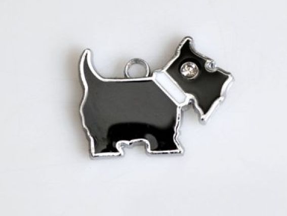 Подвеска Собака со стразой черная Подвеска Собака со стразой черная