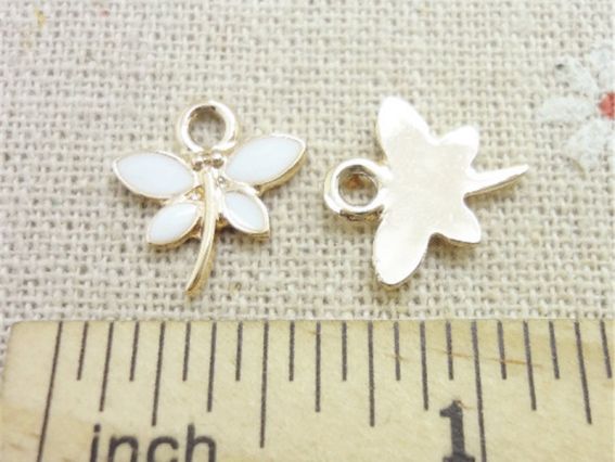 Кольорова підвіска, шарм Бабка маленька, біла, 1 шт з емалевим покриттям, 1 шт