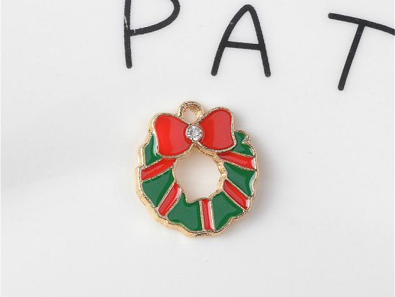 Підвіска кольорова ВІНОК Різдв'яний (емаль) зі стразою, 1 шт Підвіска кольорова ВІНОК Різдв'яний (емаль) зі стразою, 1 шт