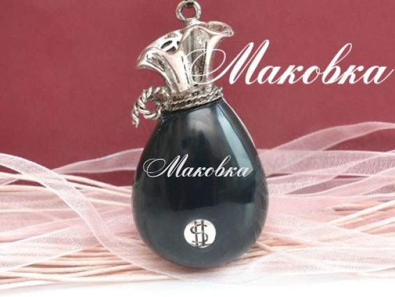 Кулон Мешочек денег, 69х36 мм, зелено-черный Кулон Мешочек денег, 69х36 мм, зелено-черный