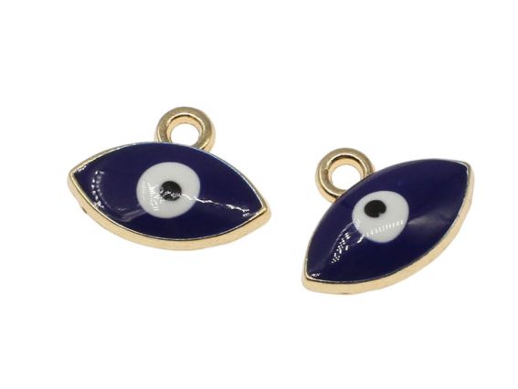 Цветная подвеска, шарм Глаз от злого глаза синий с эмалевым покрытием