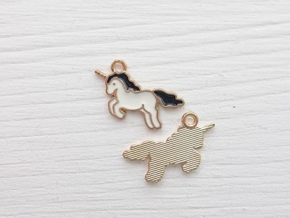 Подвеска цветная Единорог №1 маленький белый, эмаль, 1 шт