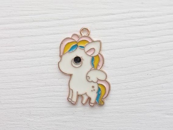 Кольорова підвіска, шарм Поні кольоровою гривою з емалевим покриттям, 1 шт