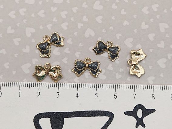 Цветная подвеска, шарм Бант Черный, с эмалевым покрытием , 1 шт