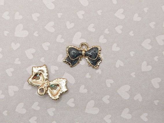 Подвеска цветная Бант Черный и золото,, эмаль